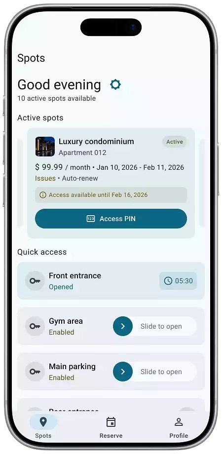 SpotOrbit access control mobile app
